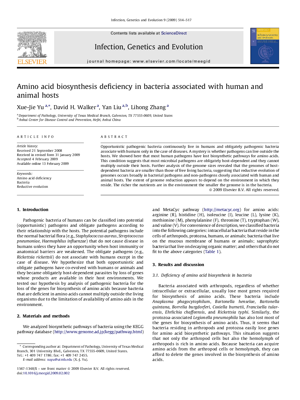 Amino acid biosynthesis deficiency in bacteria associated with human and animal hosts