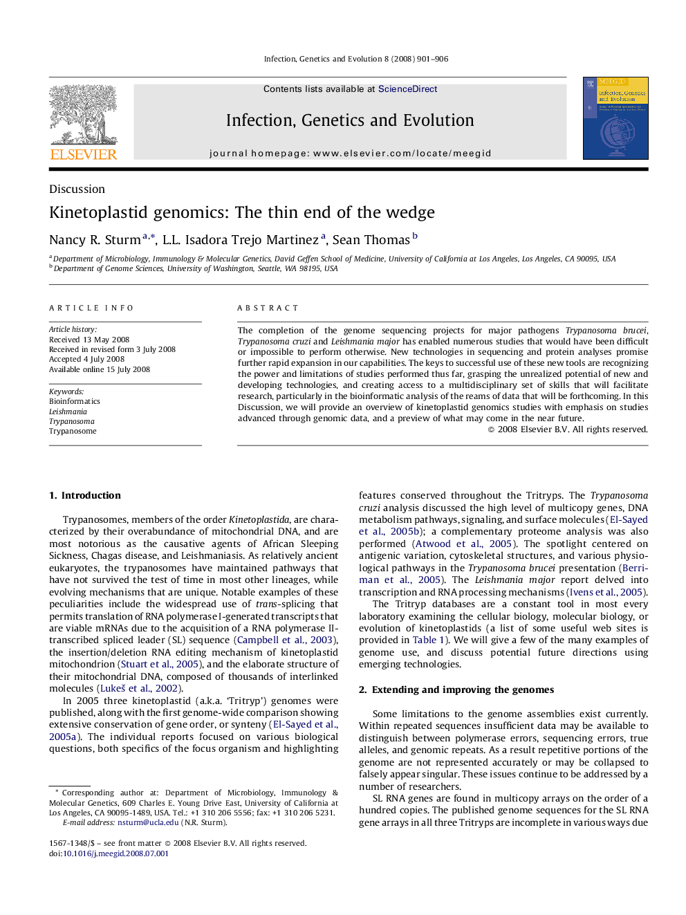 Kinetoplastid genomics: The thin end of the wedge