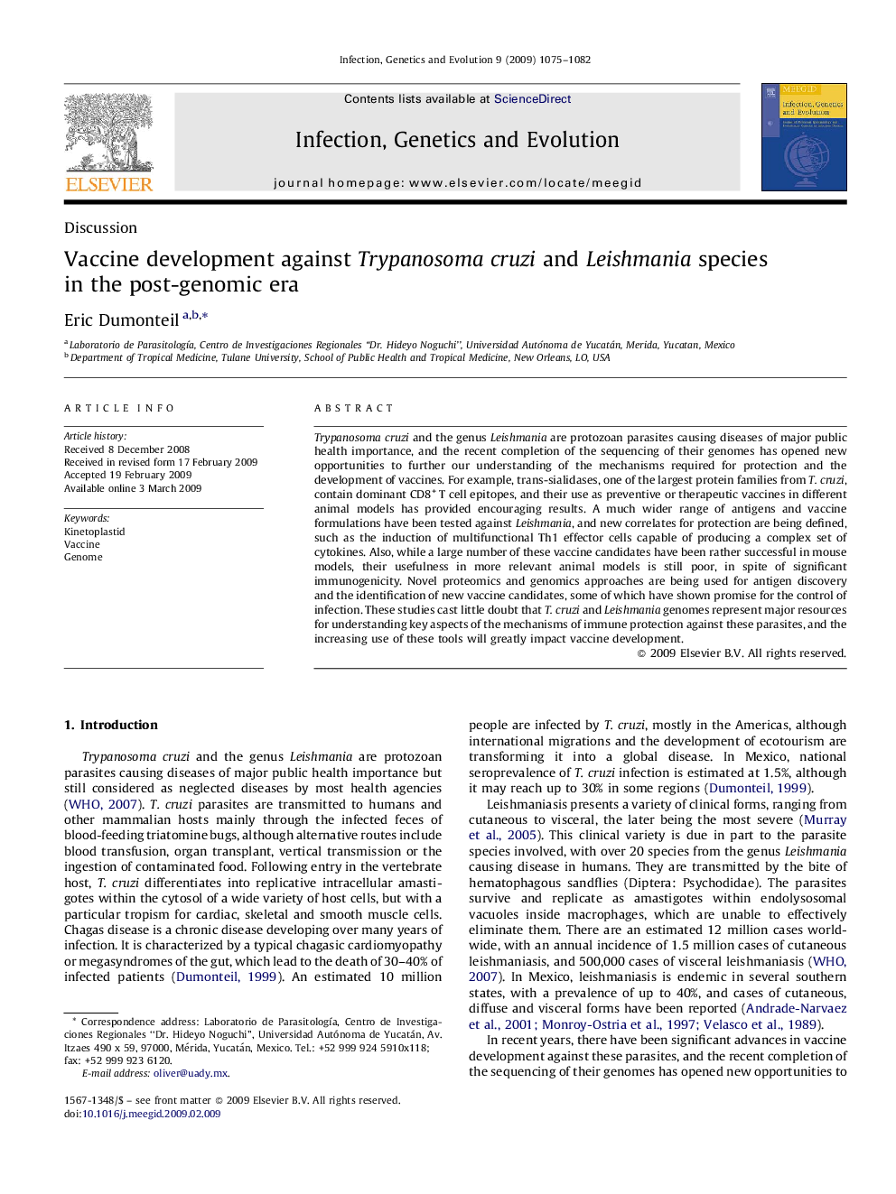 Vaccine development against Trypanosoma cruzi and Leishmania species in the post-genomic era