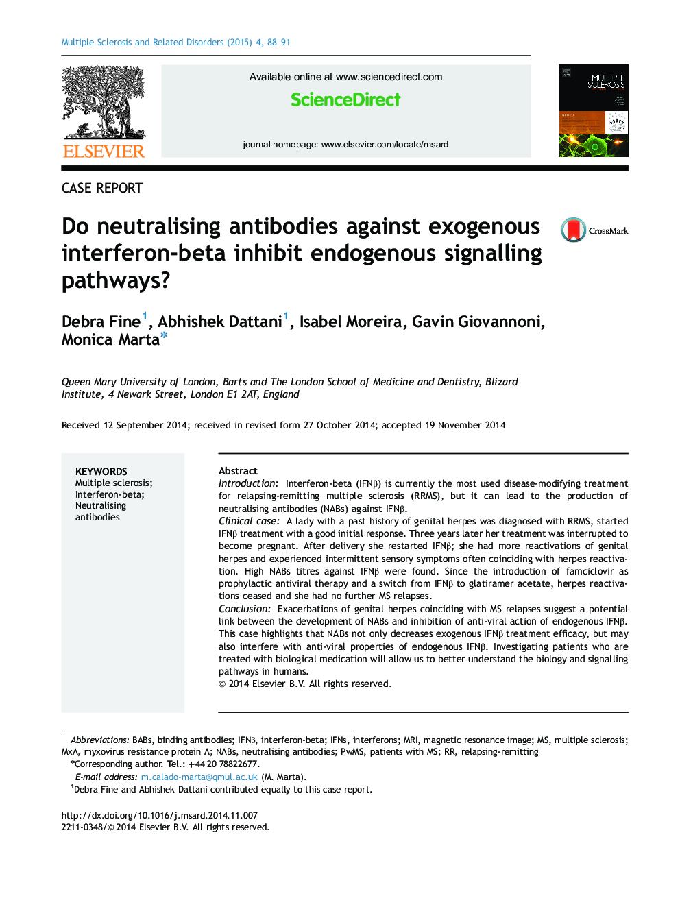 Do neutralising antibodies against exogenous interferon-beta inhibit endogenous signalling pathways?