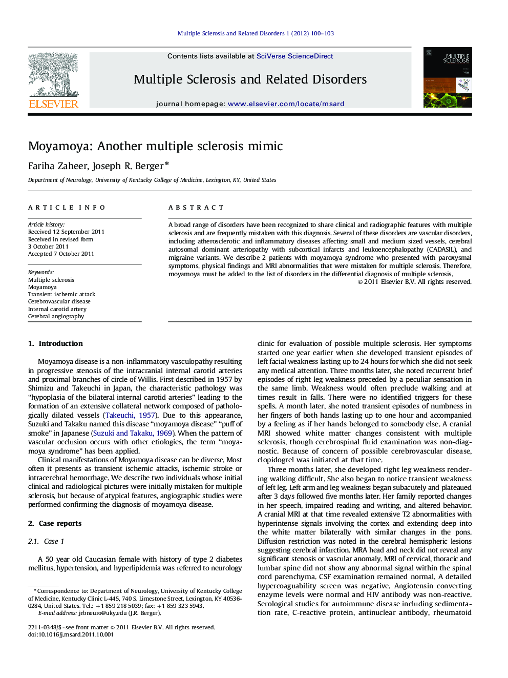 Moyamoya: Another multiple sclerosis mimic