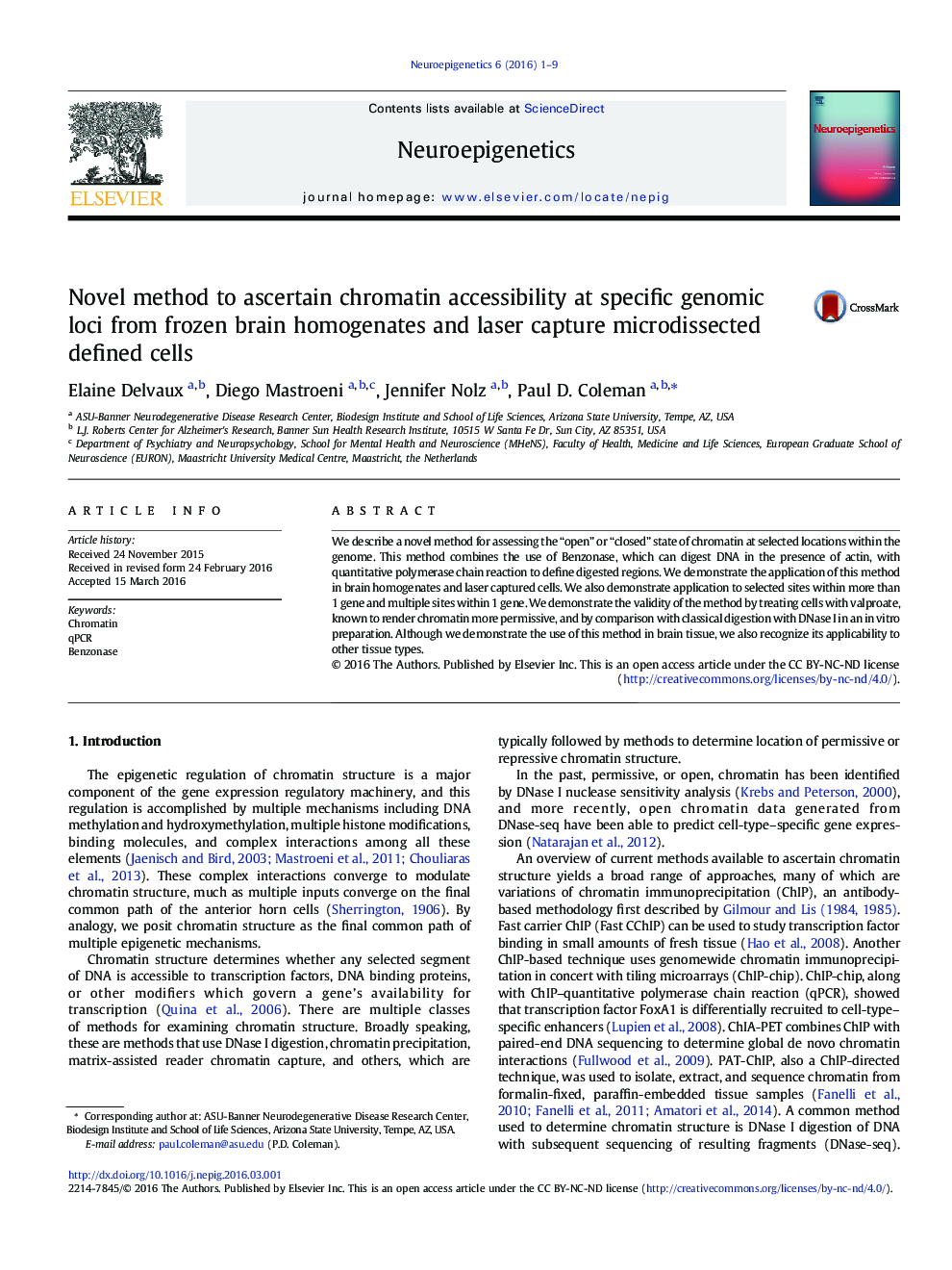 Novel method to ascertain chromatin accessibility at specific genomic loci from frozen brain homogenates and laser capture microdissected defined cells