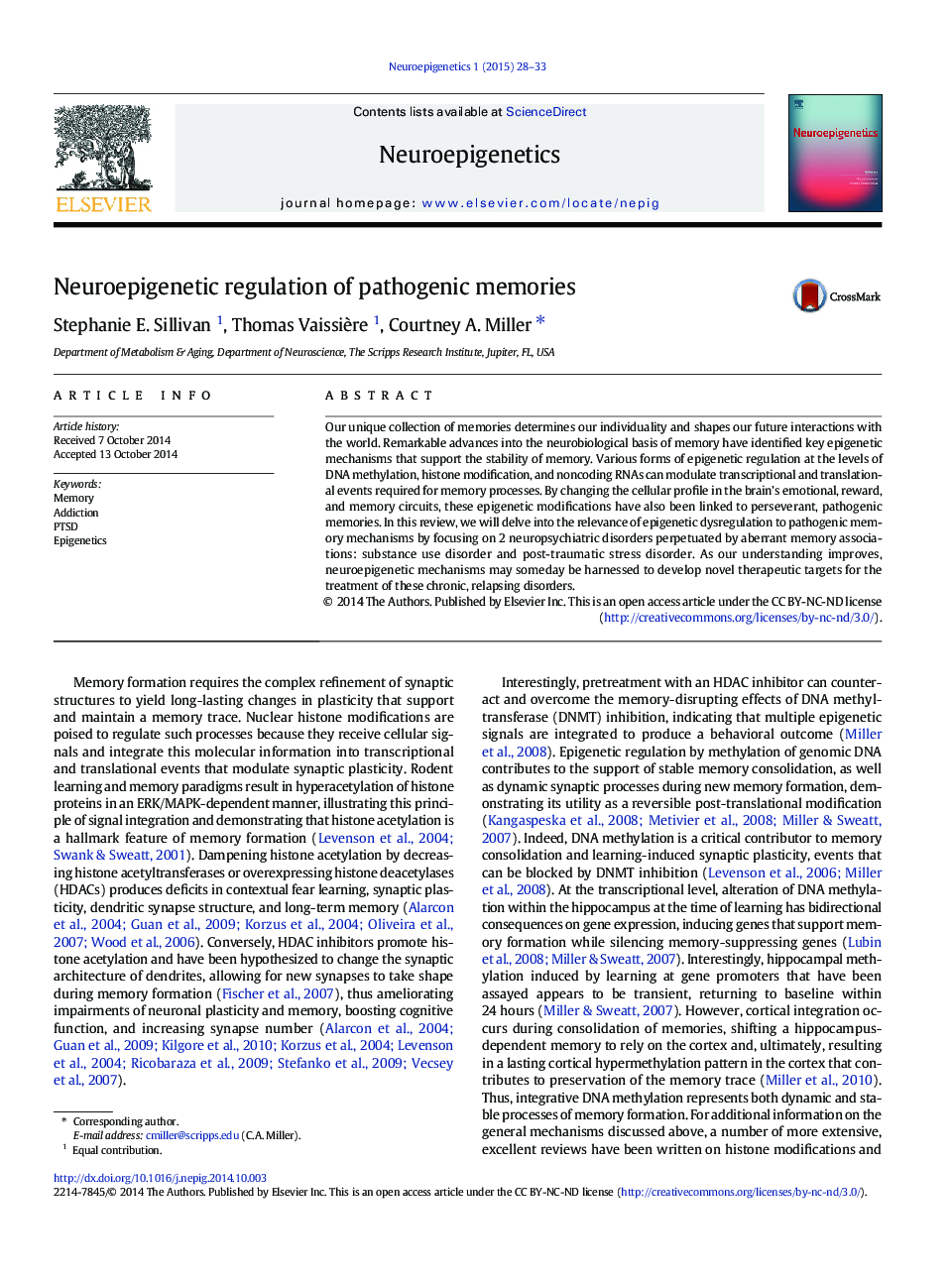 Neuroepigenetic regulation of pathogenic memories