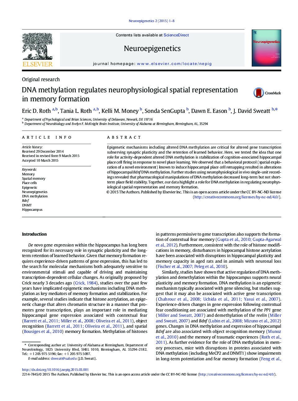 DNA methylation regulates neurophysiological spatial representation in memory formation