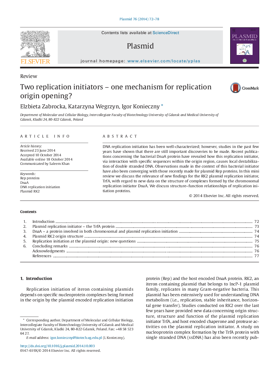 Two replication initiators – one mechanism for replication origin opening?