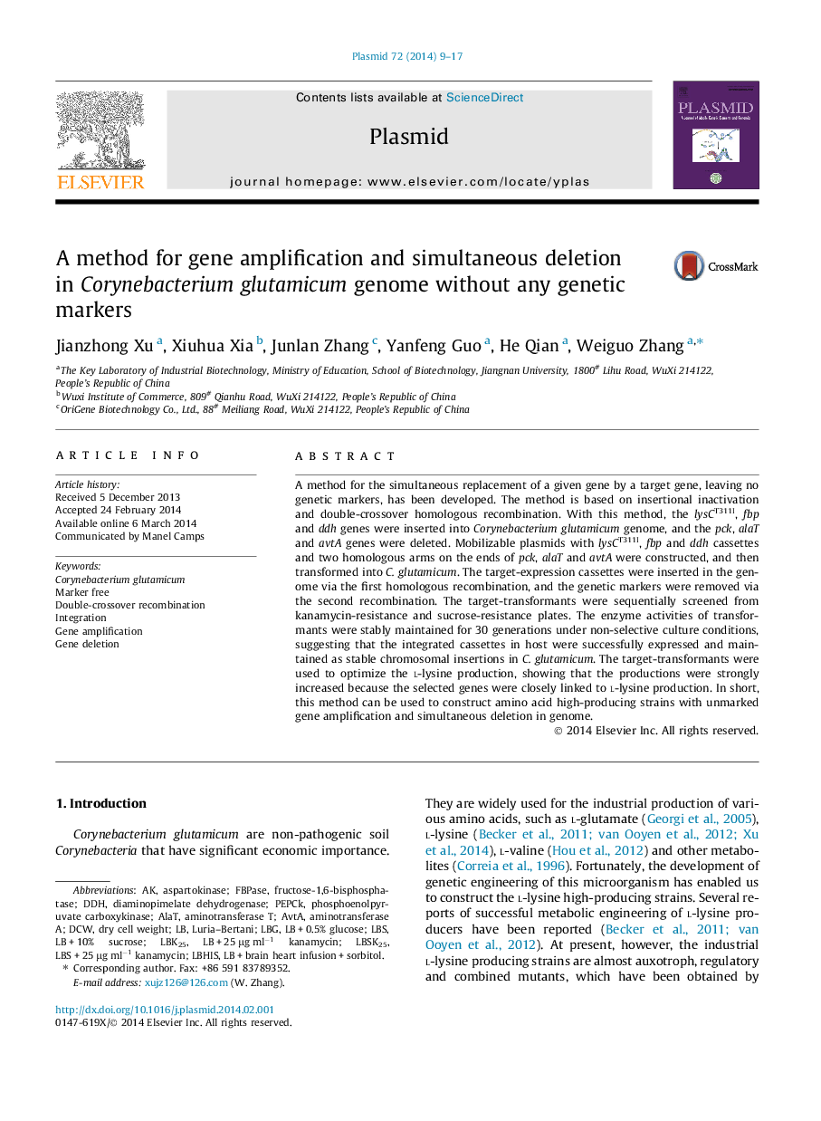 A method for gene amplification and simultaneous deletion in Corynebacterium glutamicum genome without any genetic markers