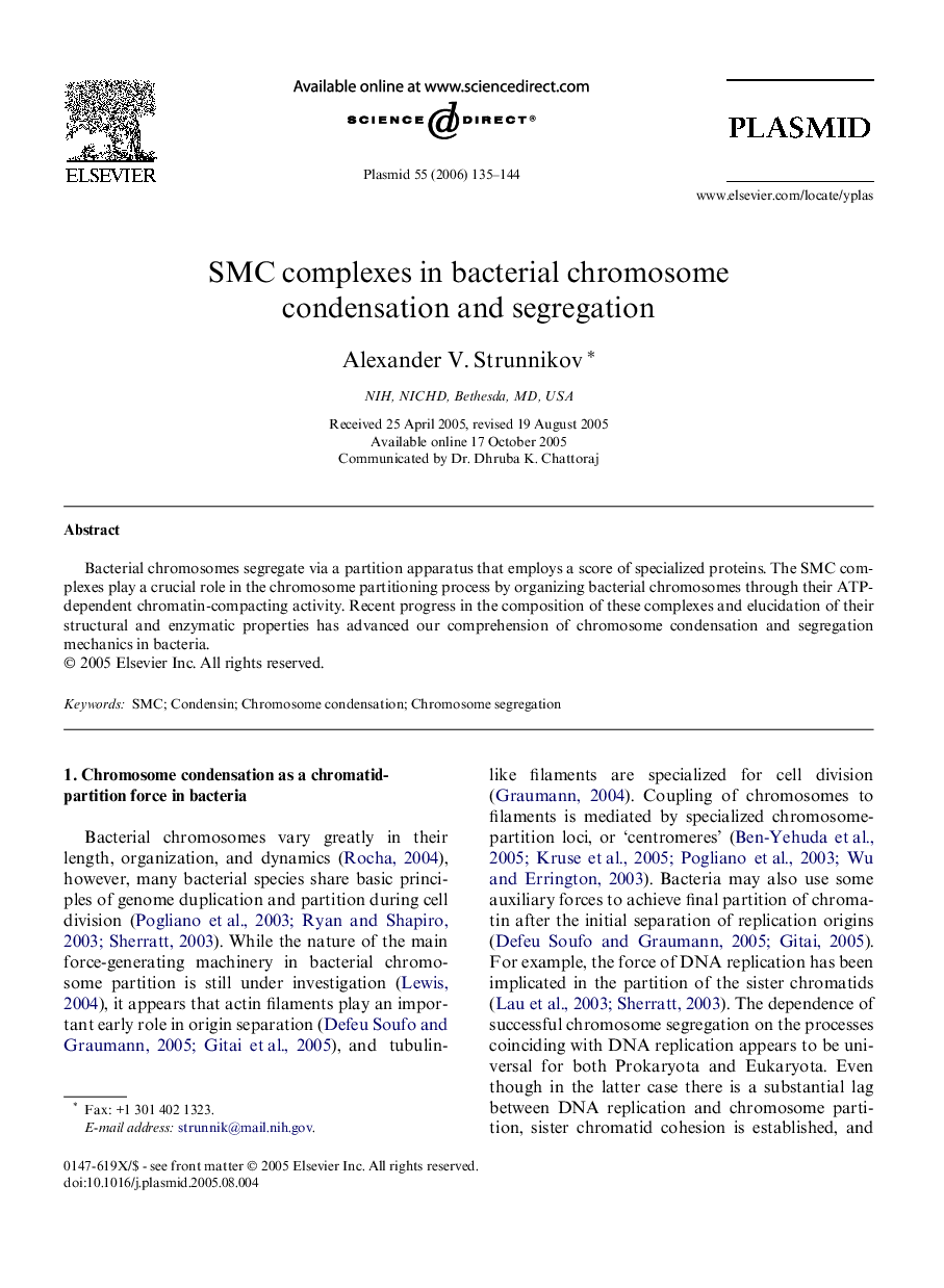 SMC complexes in bacterial chromosome condensation and segregation