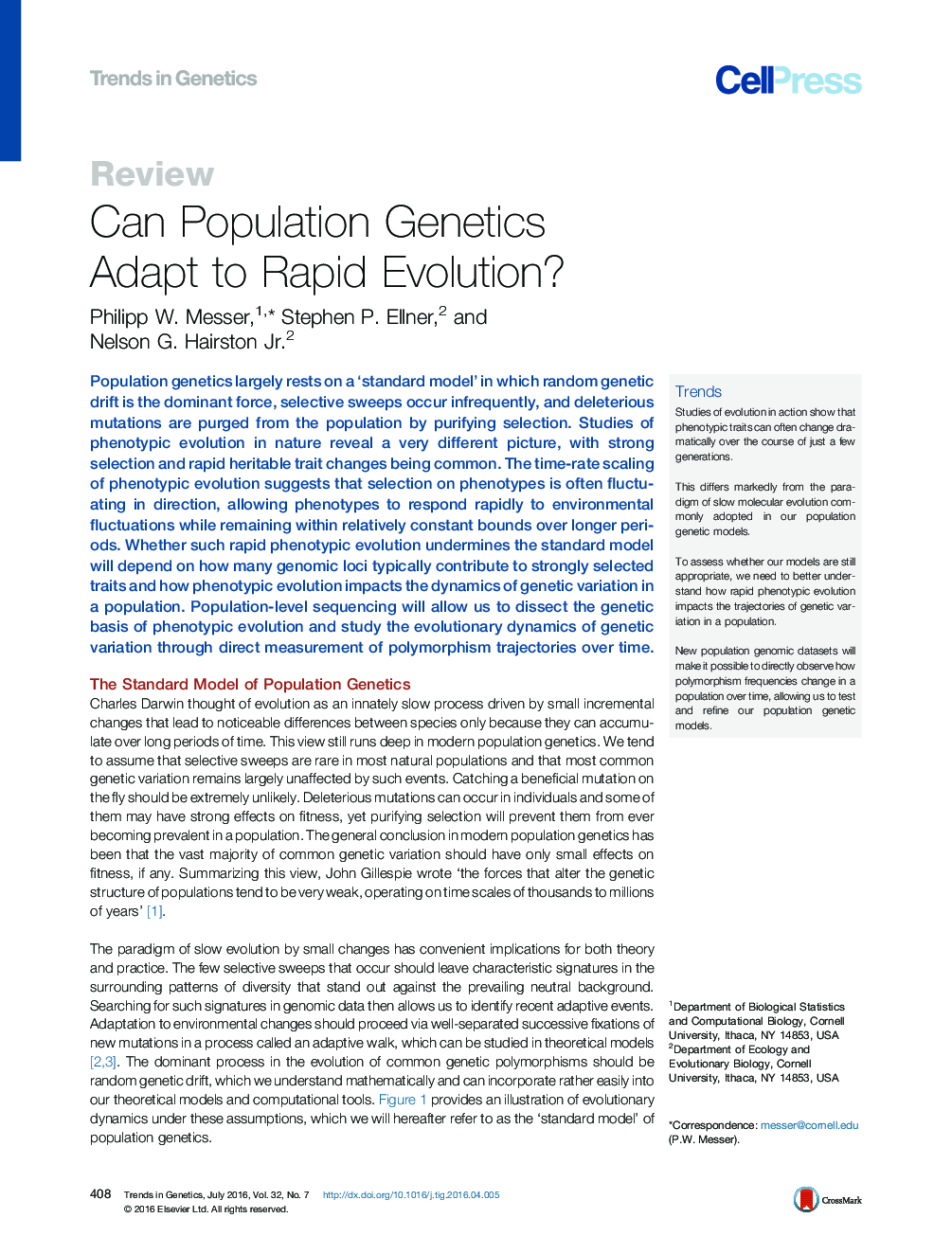 آیا ژنتیک جمعیت میتواند به تکامل سریع دست یابد؟ 