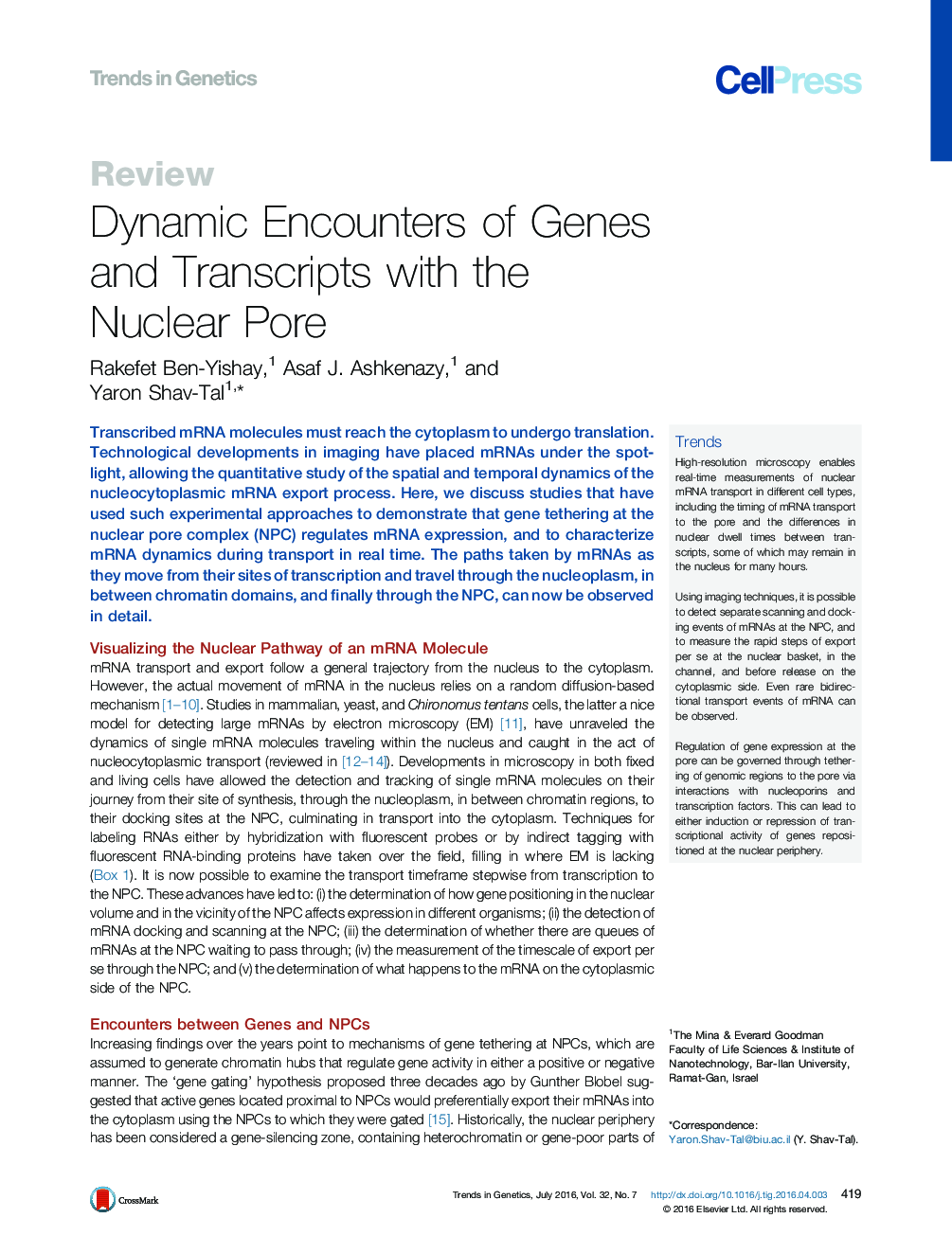 درگیری های پویا ژن ها و رونوشت های متنوع با پورۀ هسته ای 
