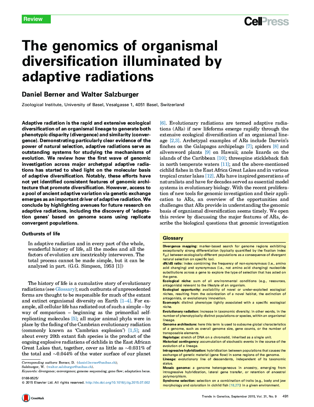 The genomics of organismal diversification illuminated by adaptive radiations