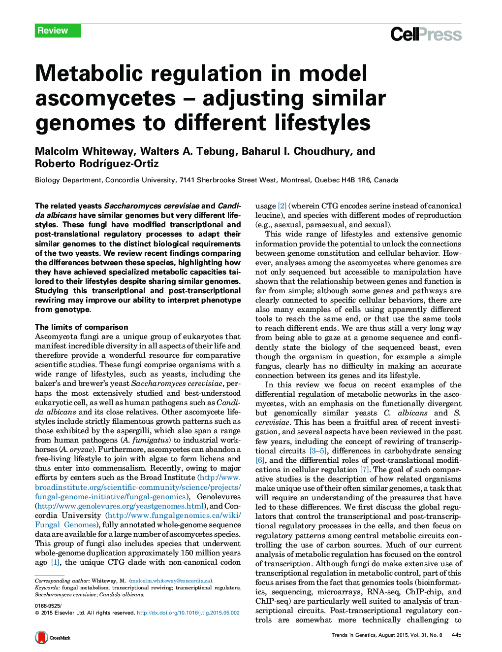Metabolic regulation in model ascomycetes – adjusting similar genomes to different lifestyles