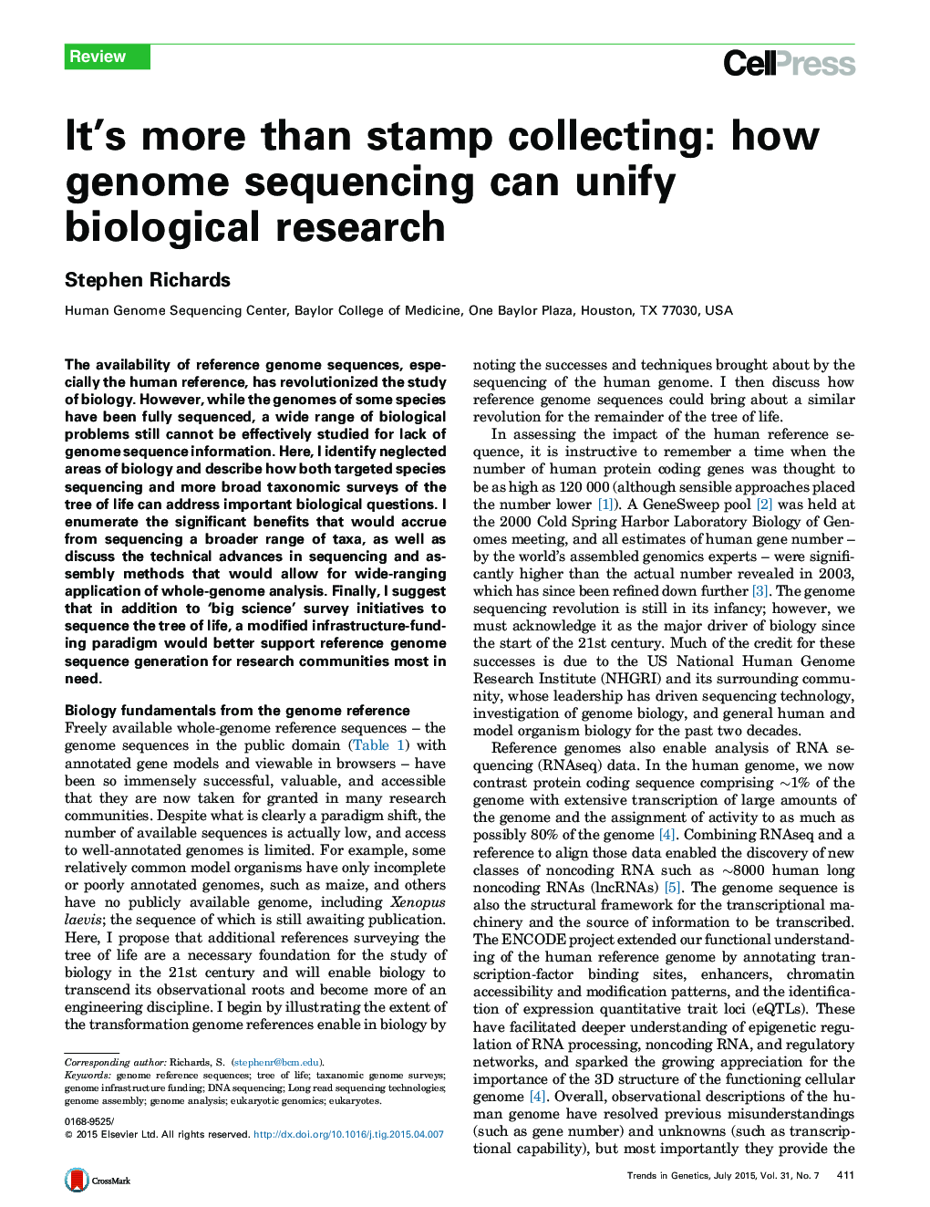 It's more than stamp collecting: how genome sequencing can unify biological research