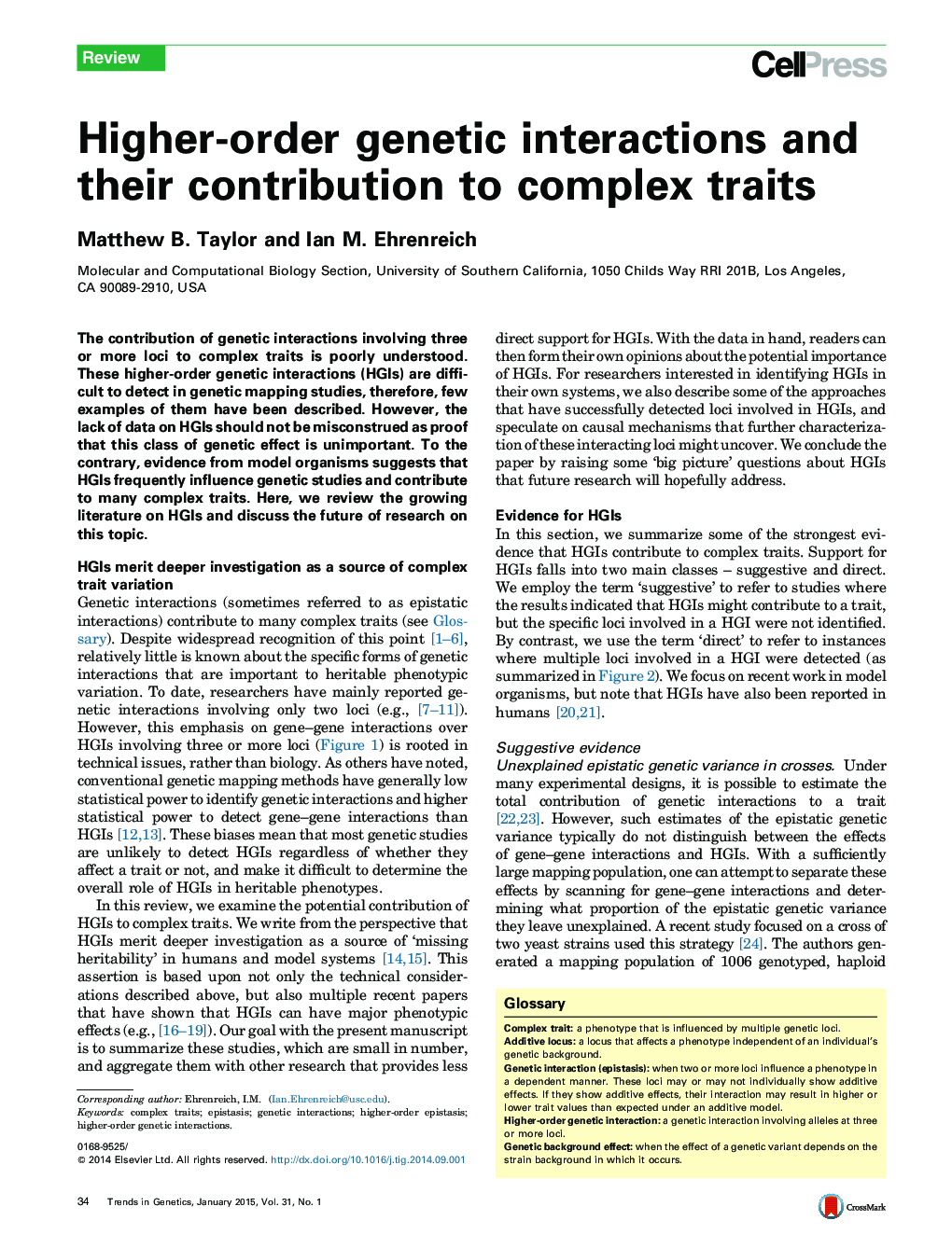 Higher-order genetic interactions and their contribution to complex traits