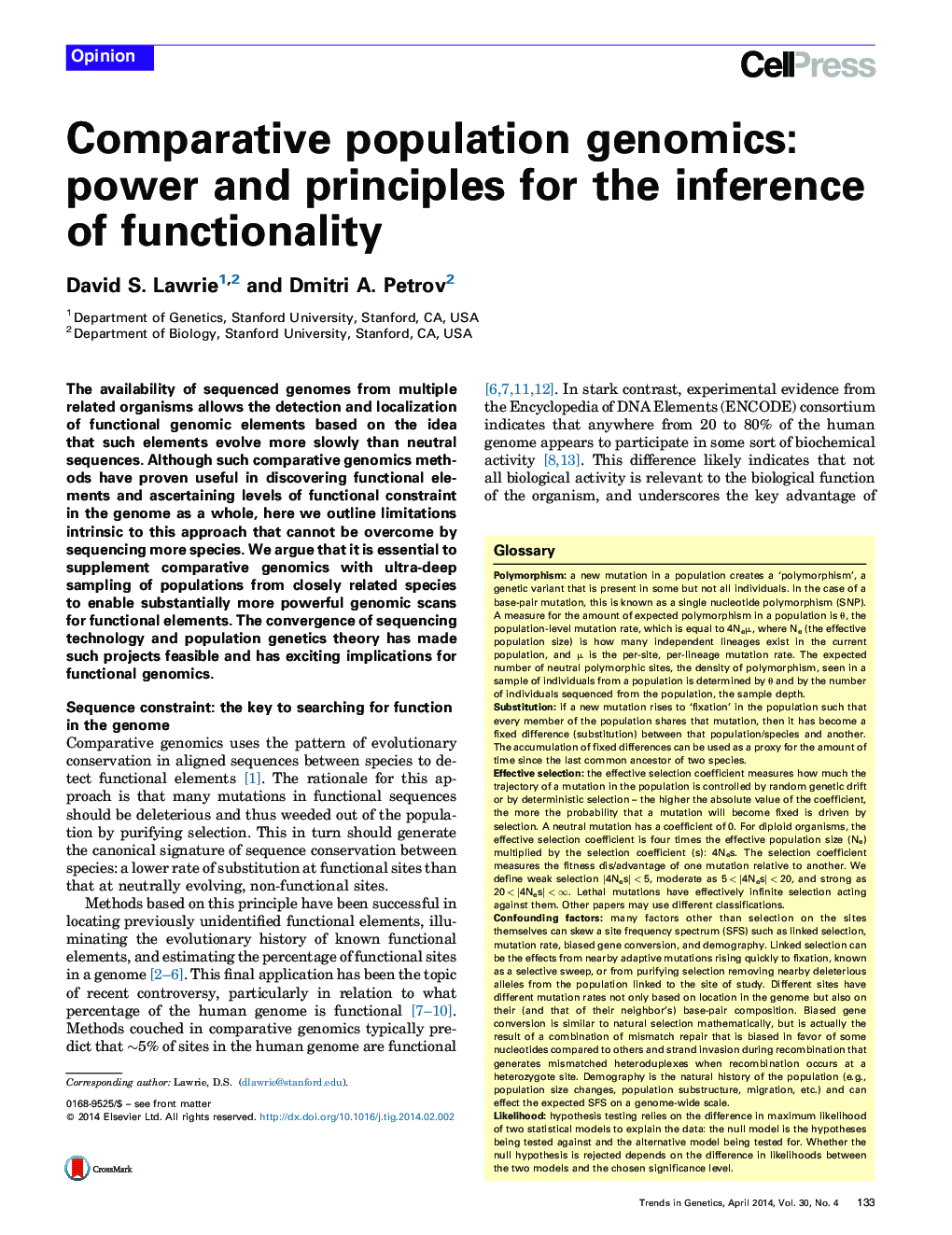 Comparative population genomics: power and principles for the inference of functionality