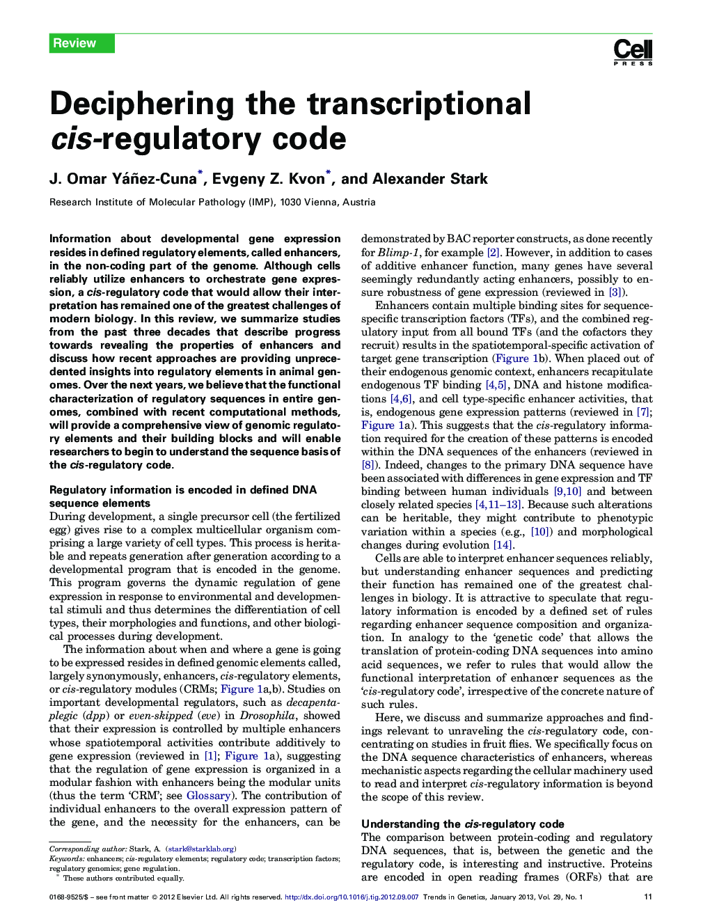 Deciphering the transcriptional cis-regulatory code