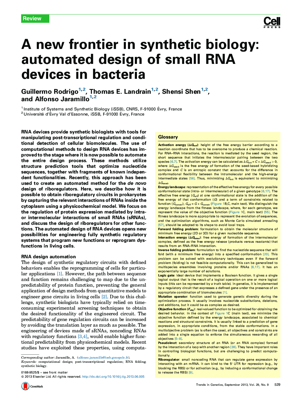 A new frontier in synthetic biology: automated design of small RNA devices in bacteria