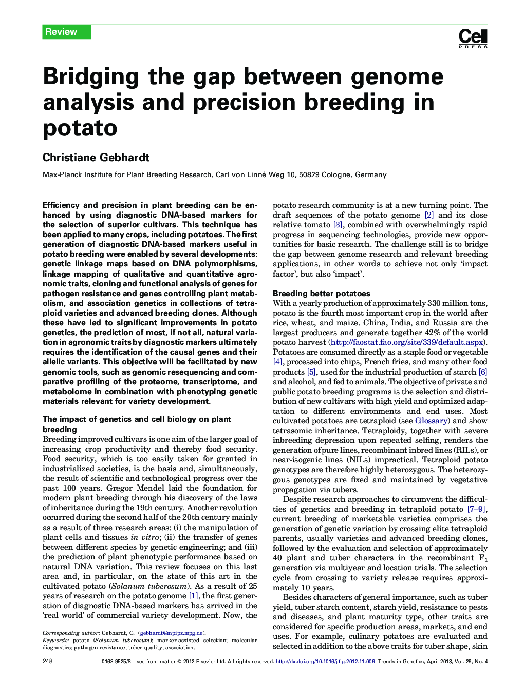 Bridging the gap between genome analysis and precision breeding in potato