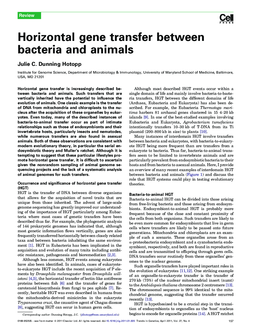 Horizontal gene transfer between bacteria and animals