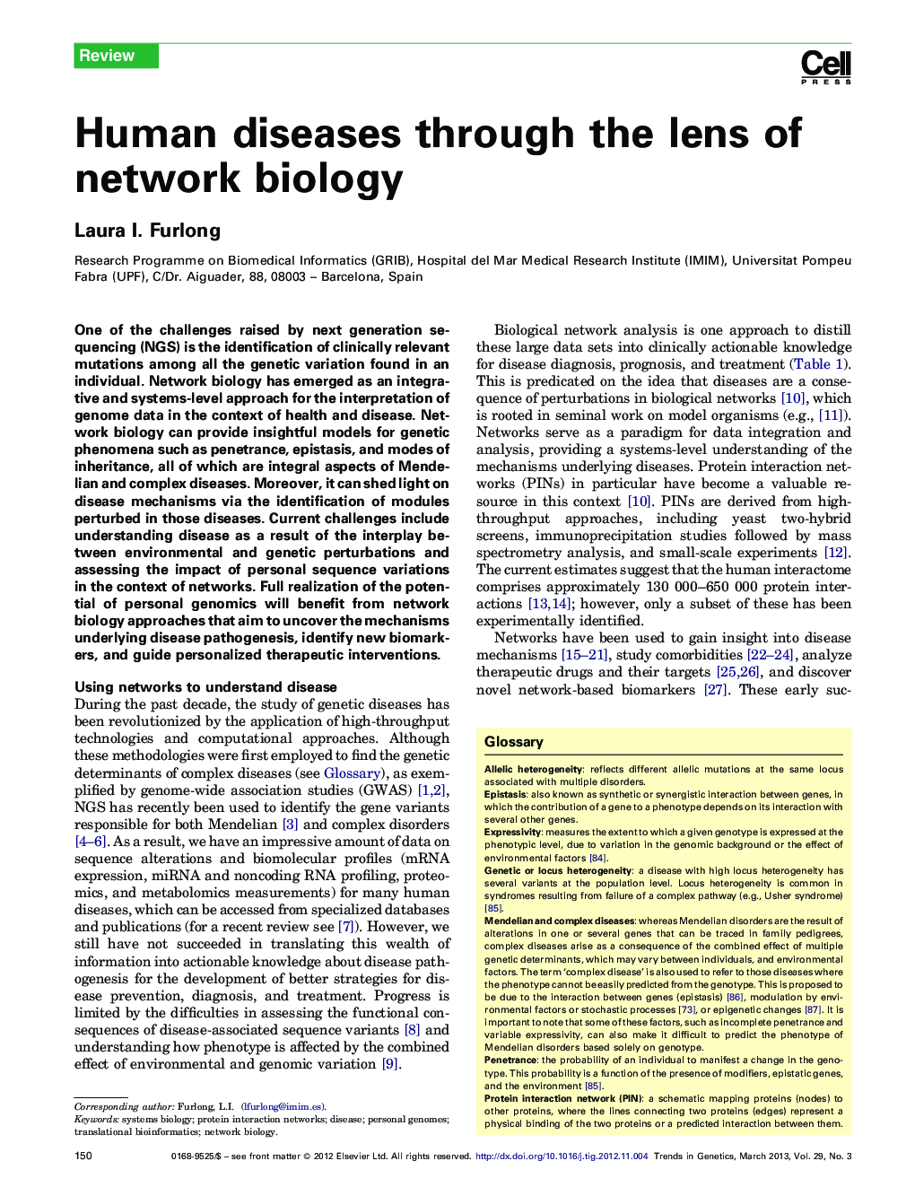 Human diseases through the lens of network biology