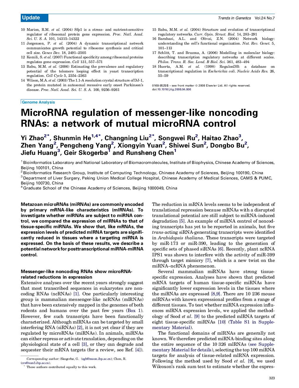 MicroRNA regulation of messenger-like noncoding RNAs: a network of mutual microRNA control