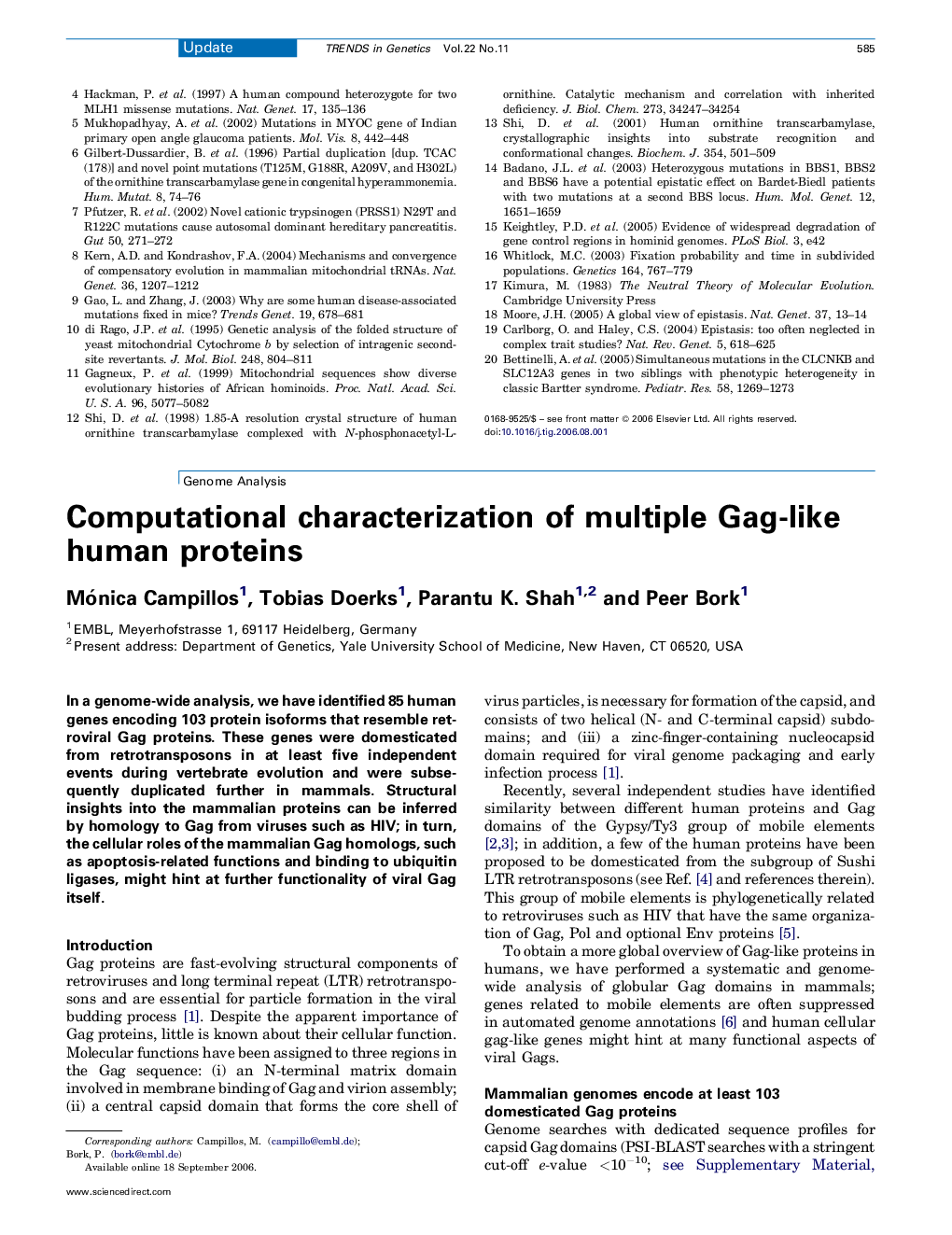 Computational characterization of multiple Gag-like human proteins