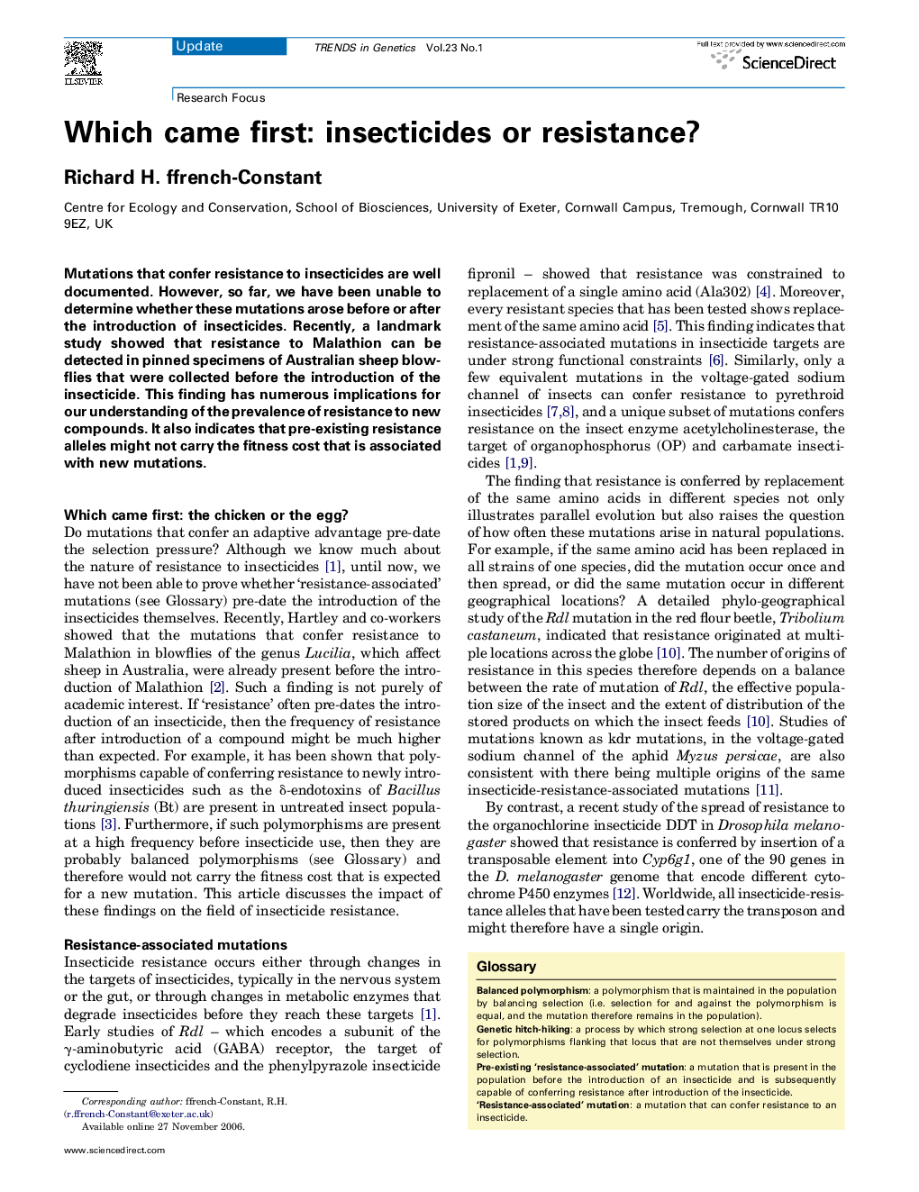 Which came first: insecticides or resistance?