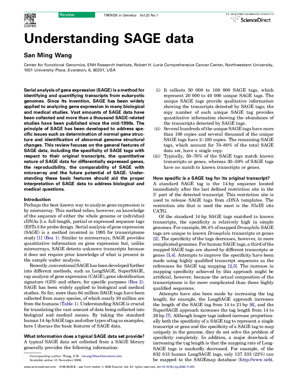 Understanding SAGE data
