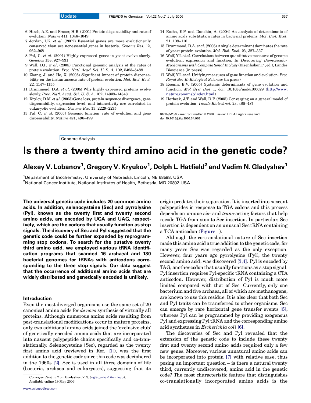 Is there a twenty third amino acid in the genetic code?