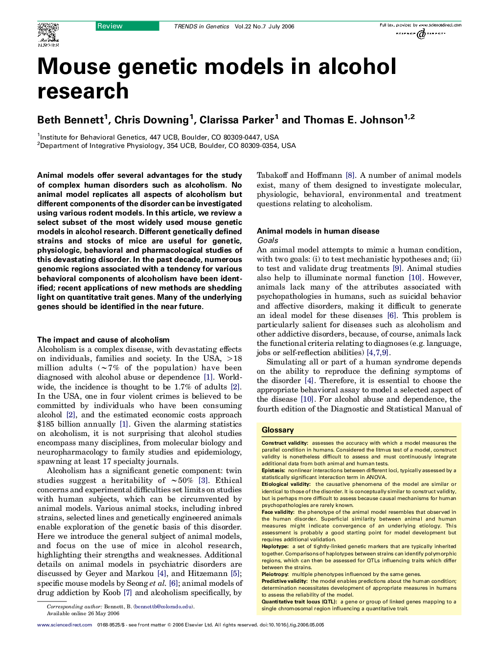 Mouse genetic models in alcohol research