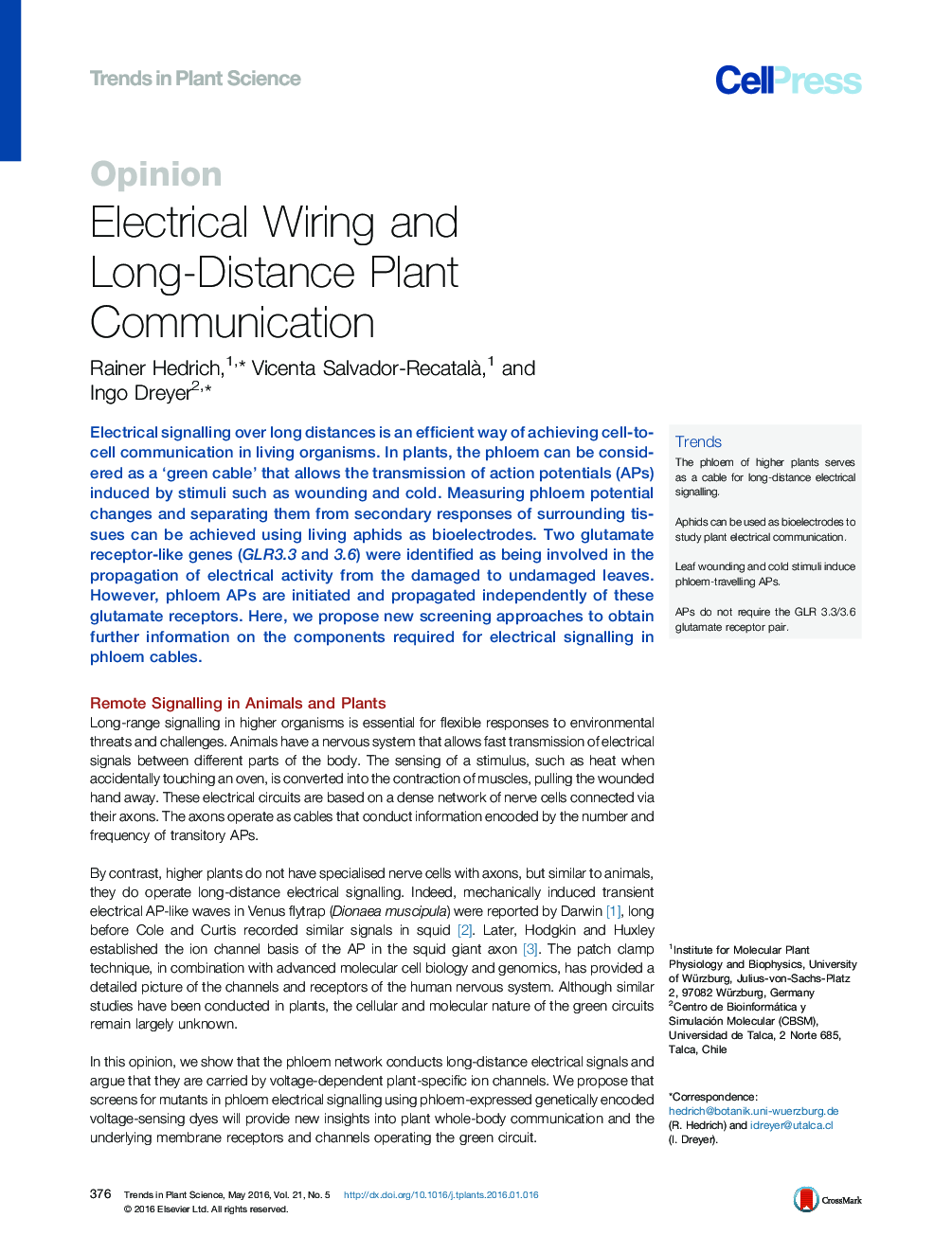 Electrical Wiring and Long-Distance Plant Communication