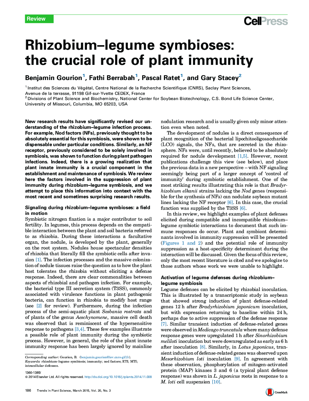 Rhizobium–legume symbioses: the crucial role of plant immunity