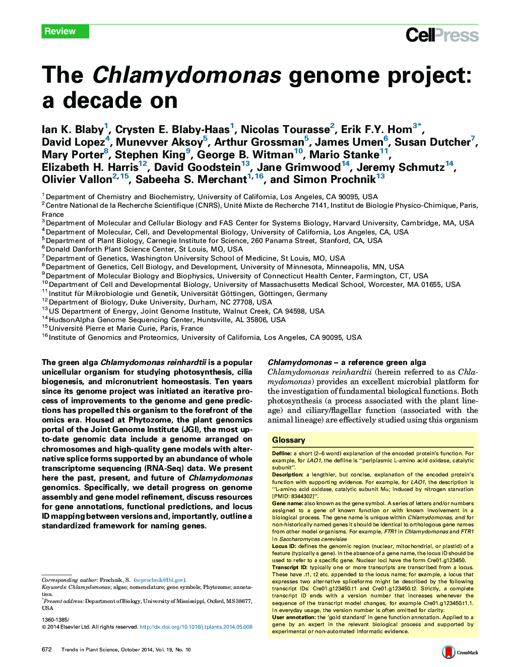 The Chlamydomonas genome project: a decade on