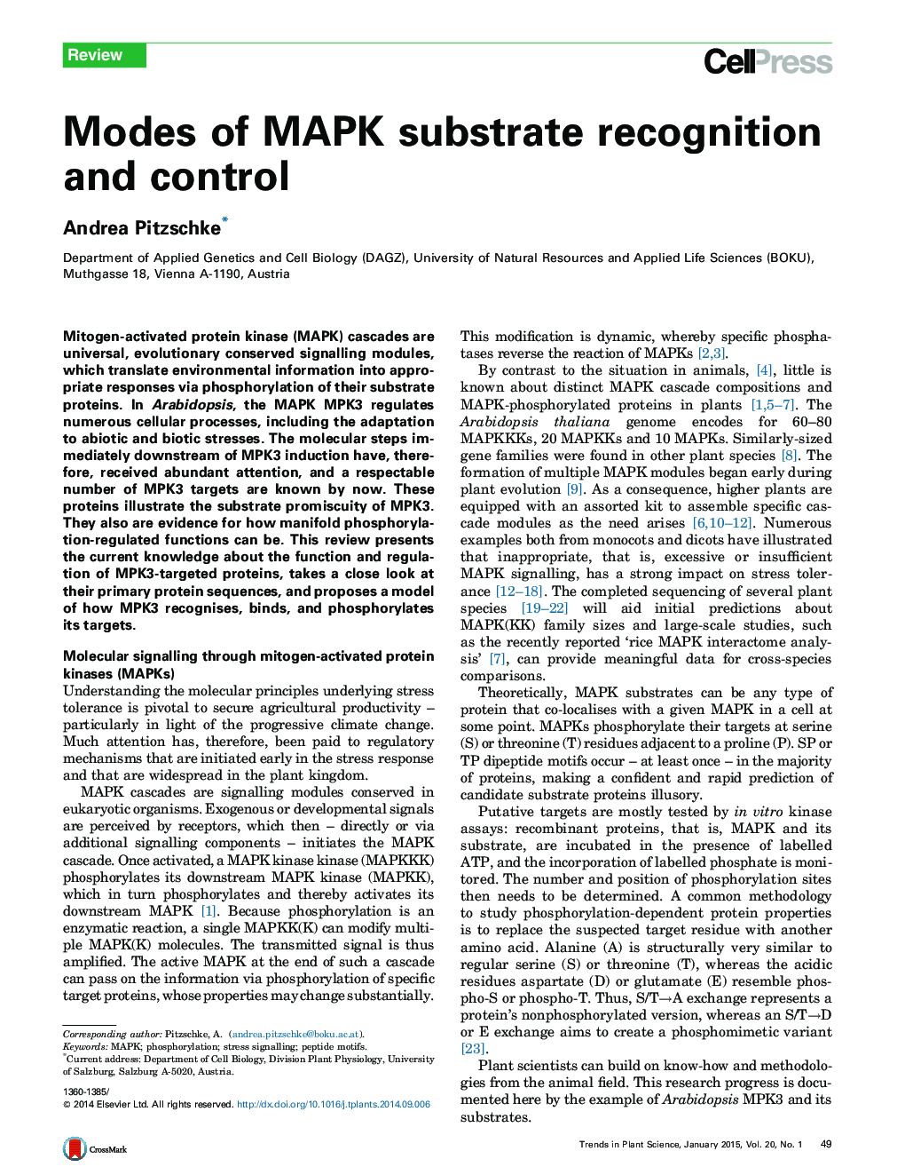 Modes of MAPK substrate recognition and control