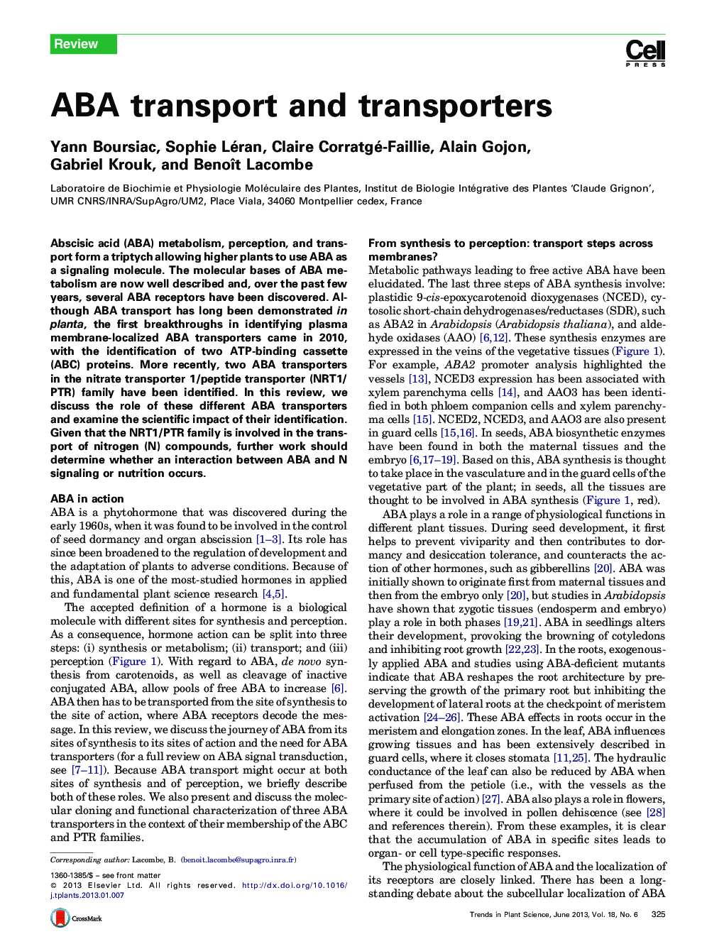 عکس صفحه اول مقاله: ABA transport and transporters ABA transport and transporters