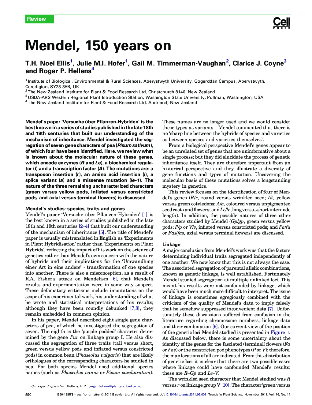 Mendel, 150 years on
