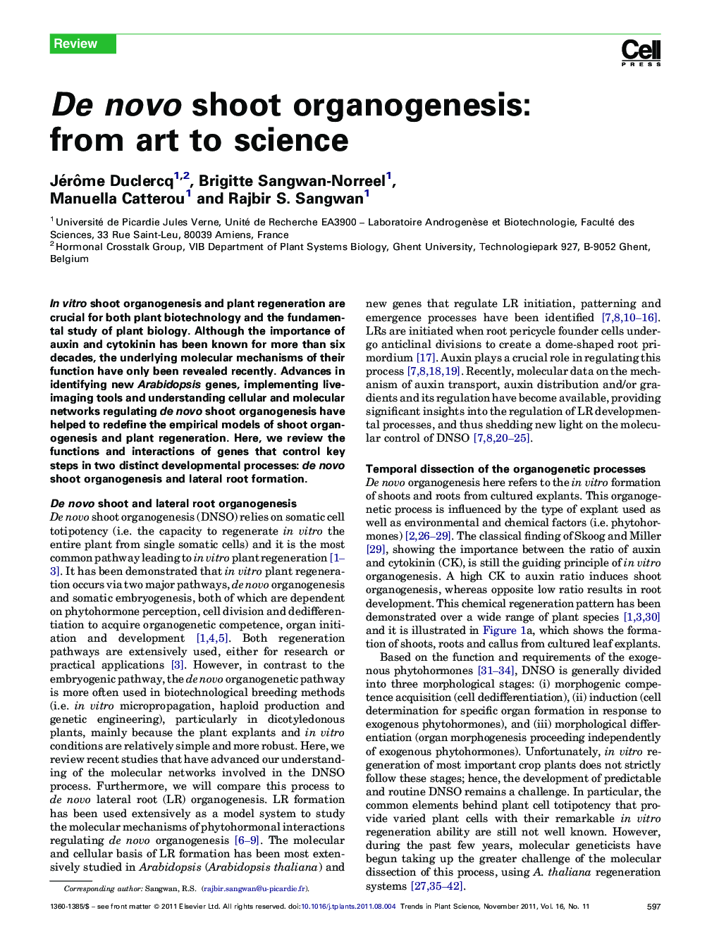 De novo shoot organogenesis: from art to science