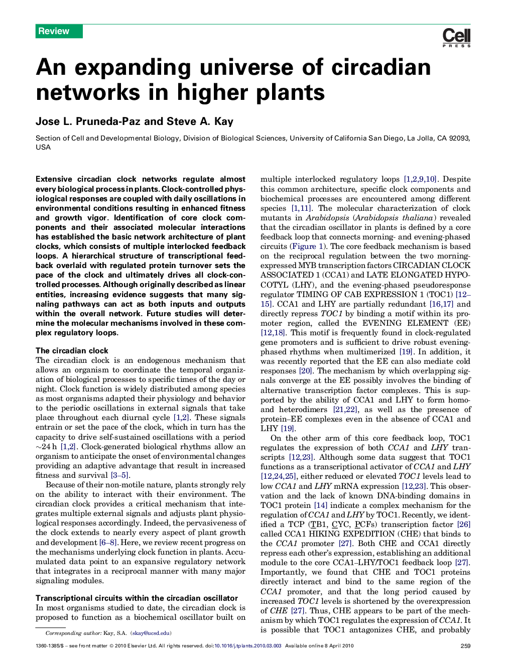 عکس صفحه اول مقاله: An expanding universe of circadian networks in higher plants An expanding universe of circadian networks in higher plants