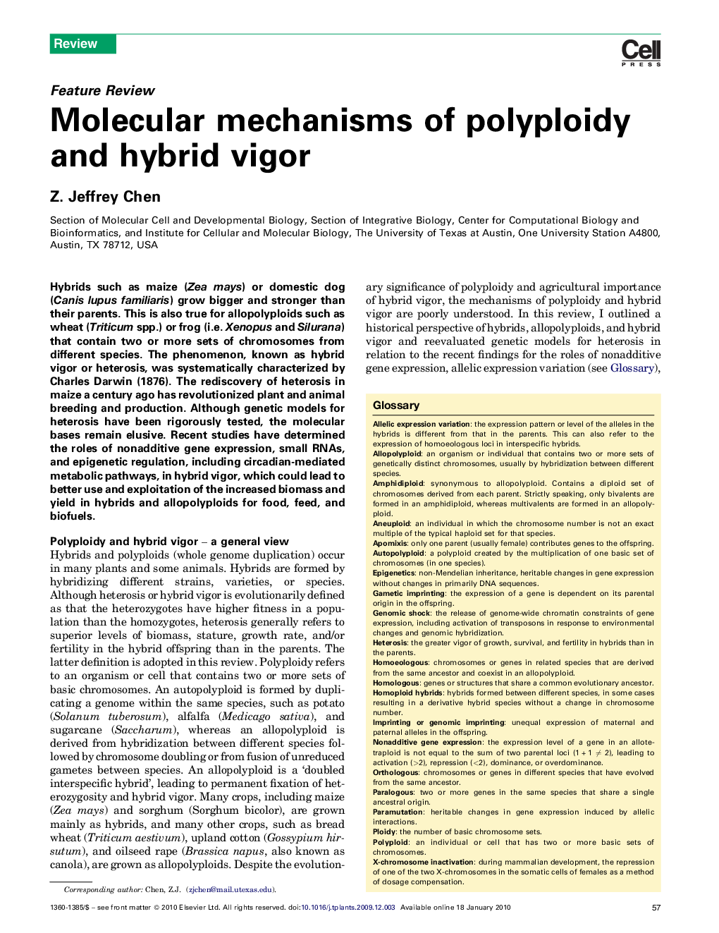 Molecular mechanisms of polyploidy and hybrid vigor