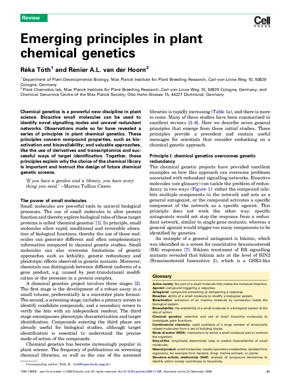 Emerging principles in plant chemical genetics