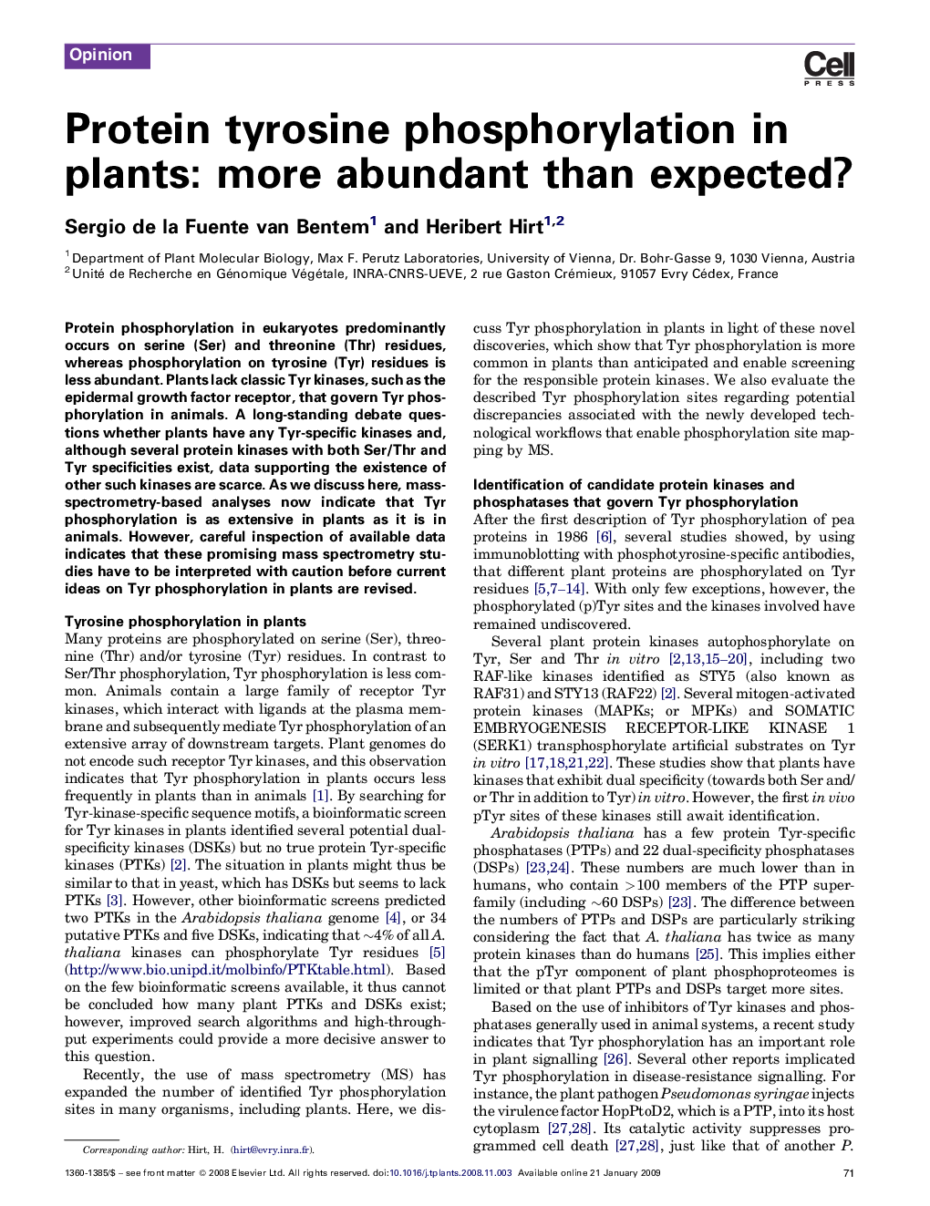 Protein tyrosine phosphorylation in plants: more abundant than expected?