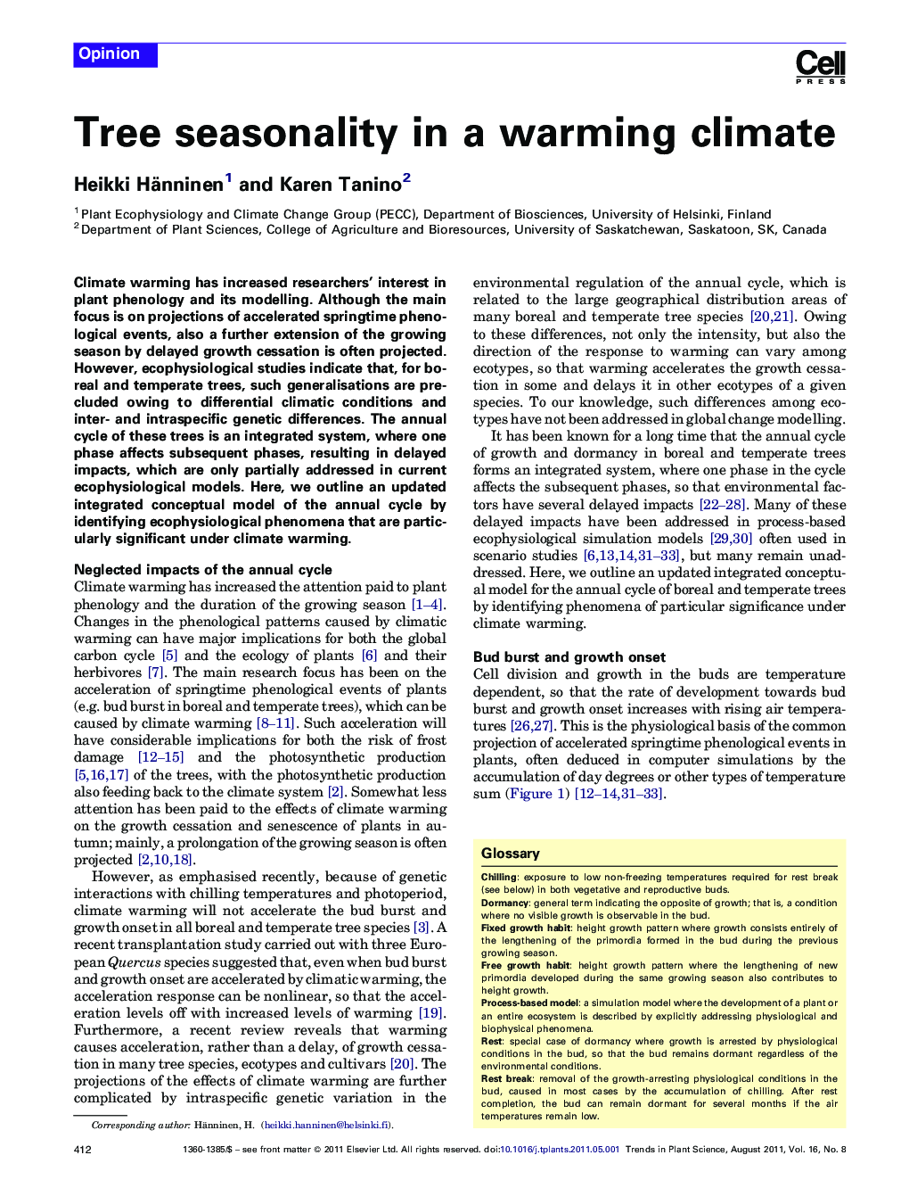 Tree seasonality in a warming climate
