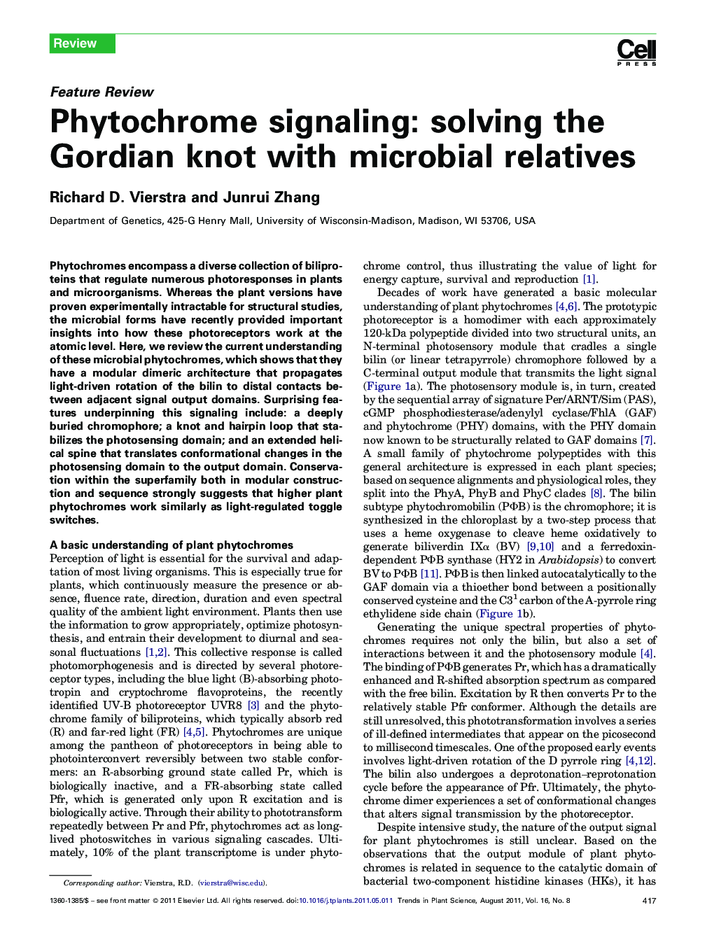 Phytochrome signaling: solving the Gordian knot with microbial relatives