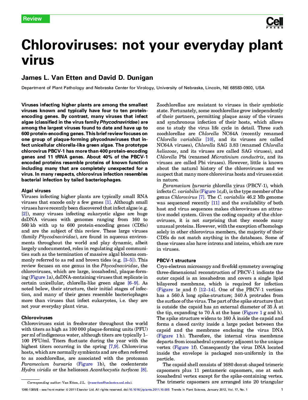 عکس صفحه اول مقاله: Chloroviruses: not your everyday plant virus Chloroviruses: not your everyday plant virus