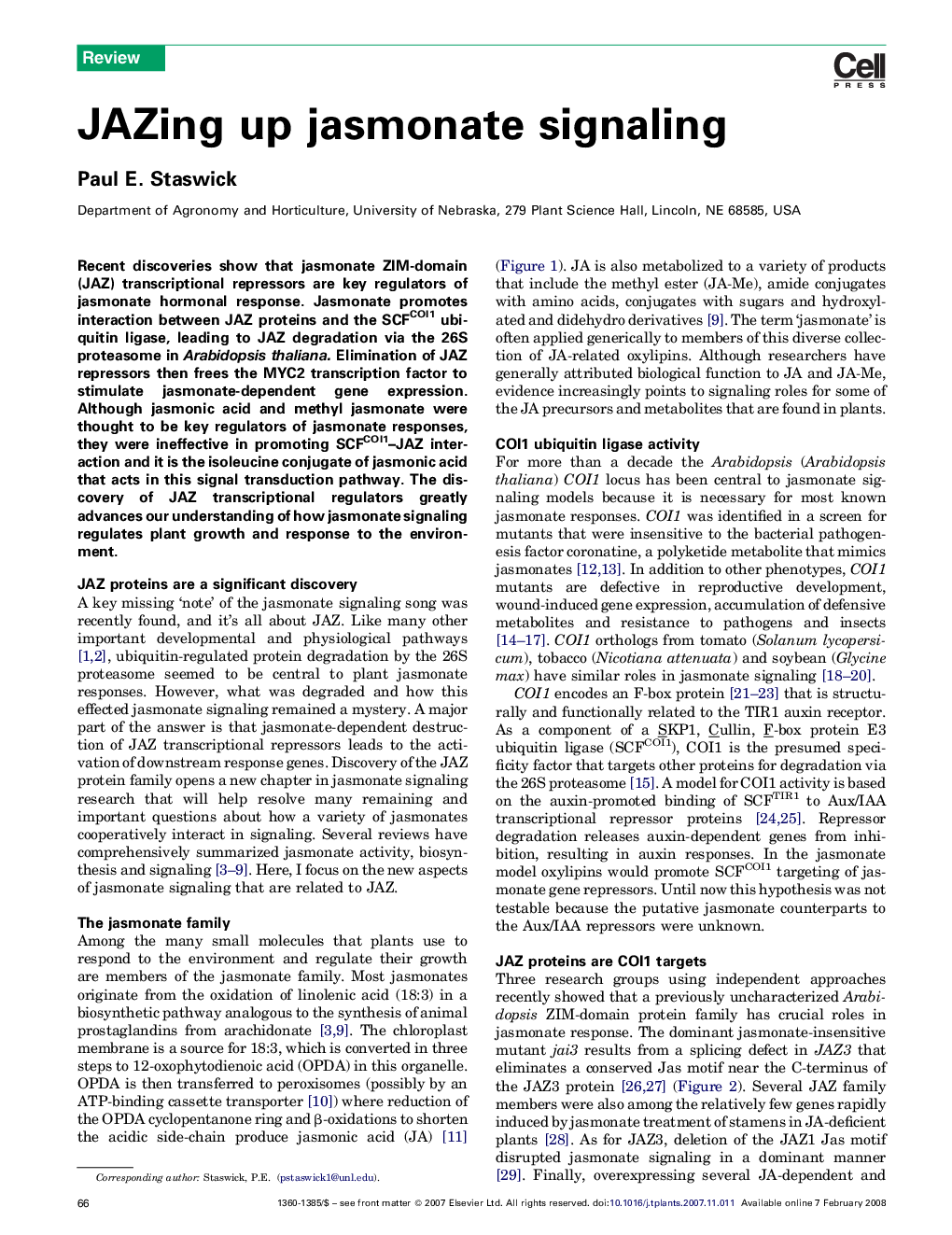 JAZing up jasmonate signaling
