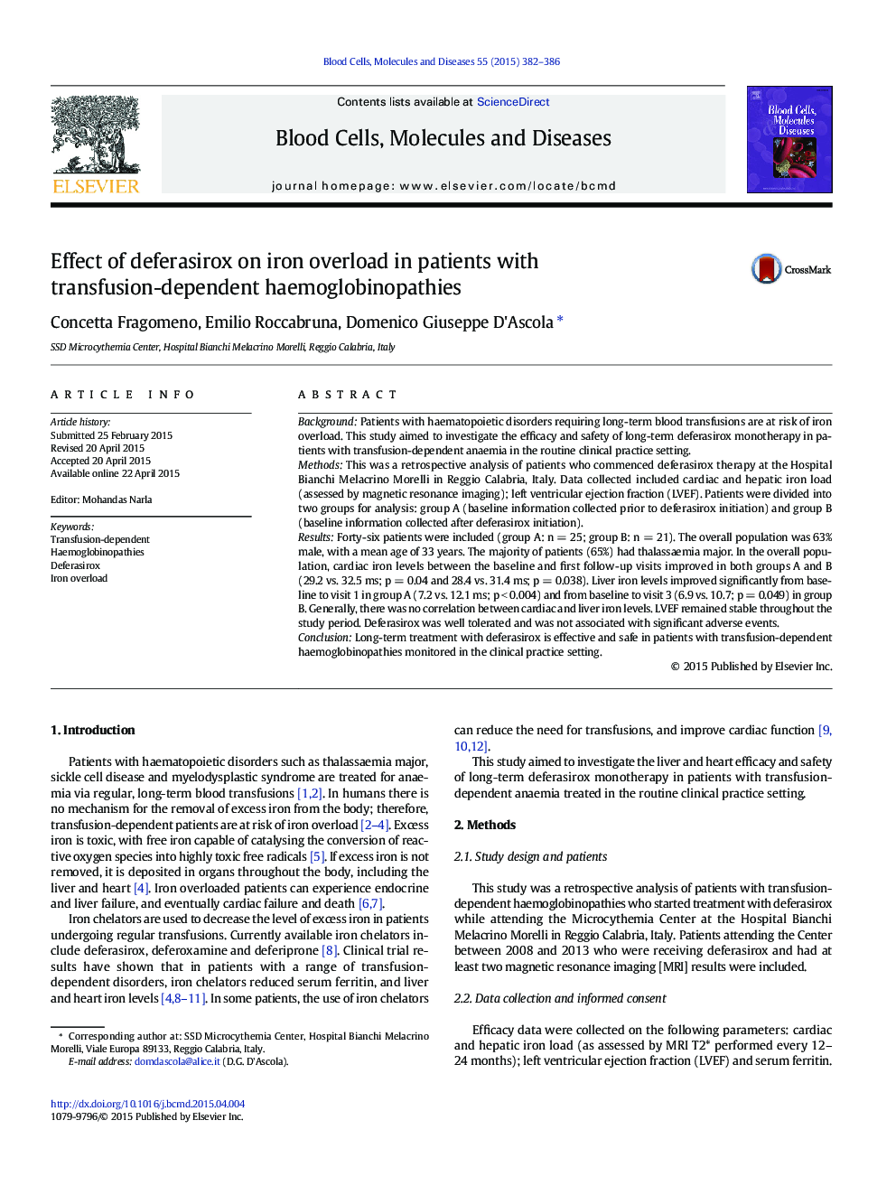 Effect of deferasirox on iron overload in patients with transfusion-dependent haemoglobinopathies