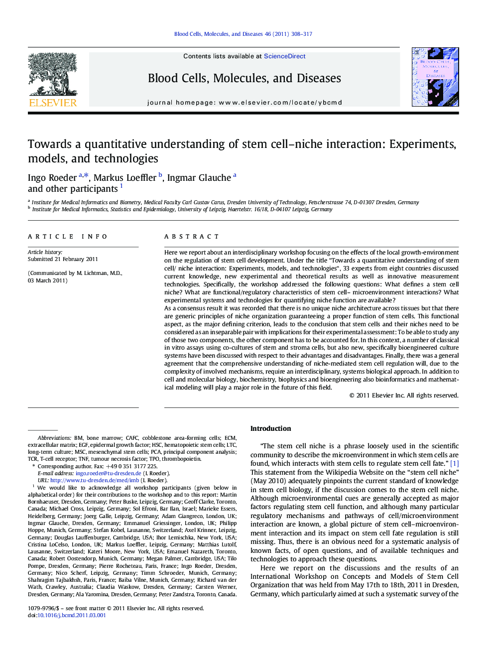 Towards a quantitative understanding of stem cell–niche interaction: Experiments, models, and technologies