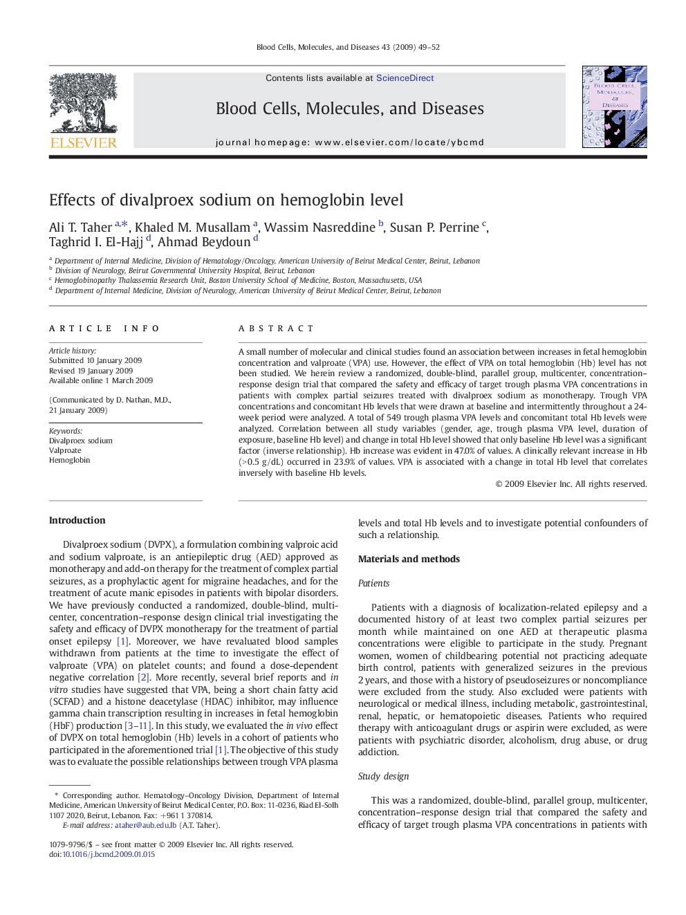 Effects of divalproex sodium on hemoglobin level