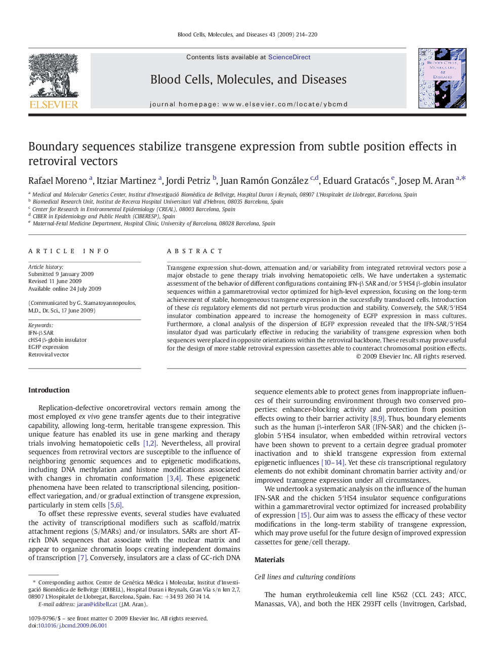 Boundary sequences stabilize transgene expression from subtle position effects in retroviral vectors