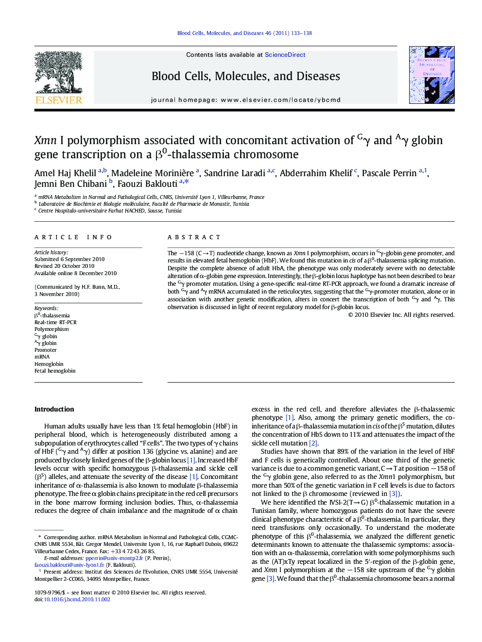 Xmn I polymorphism associated with concomitant activation of Gγ and Aγ globin gene transcription on a β0-thalassemia chromosome