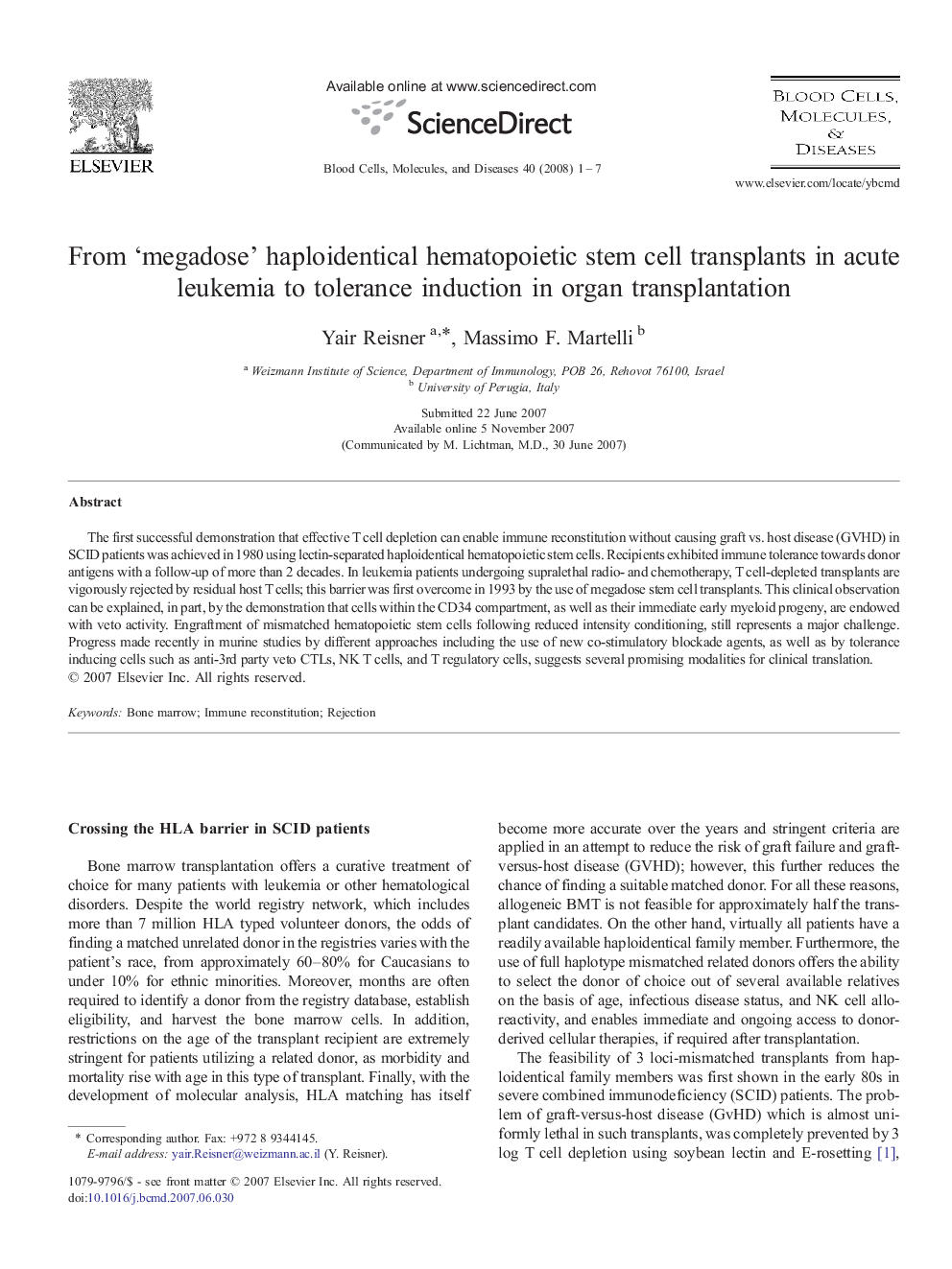 From ‘megadose’ haploidentical hematopoietic stem cell transplants in acute leukemia to tolerance induction in organ transplantation